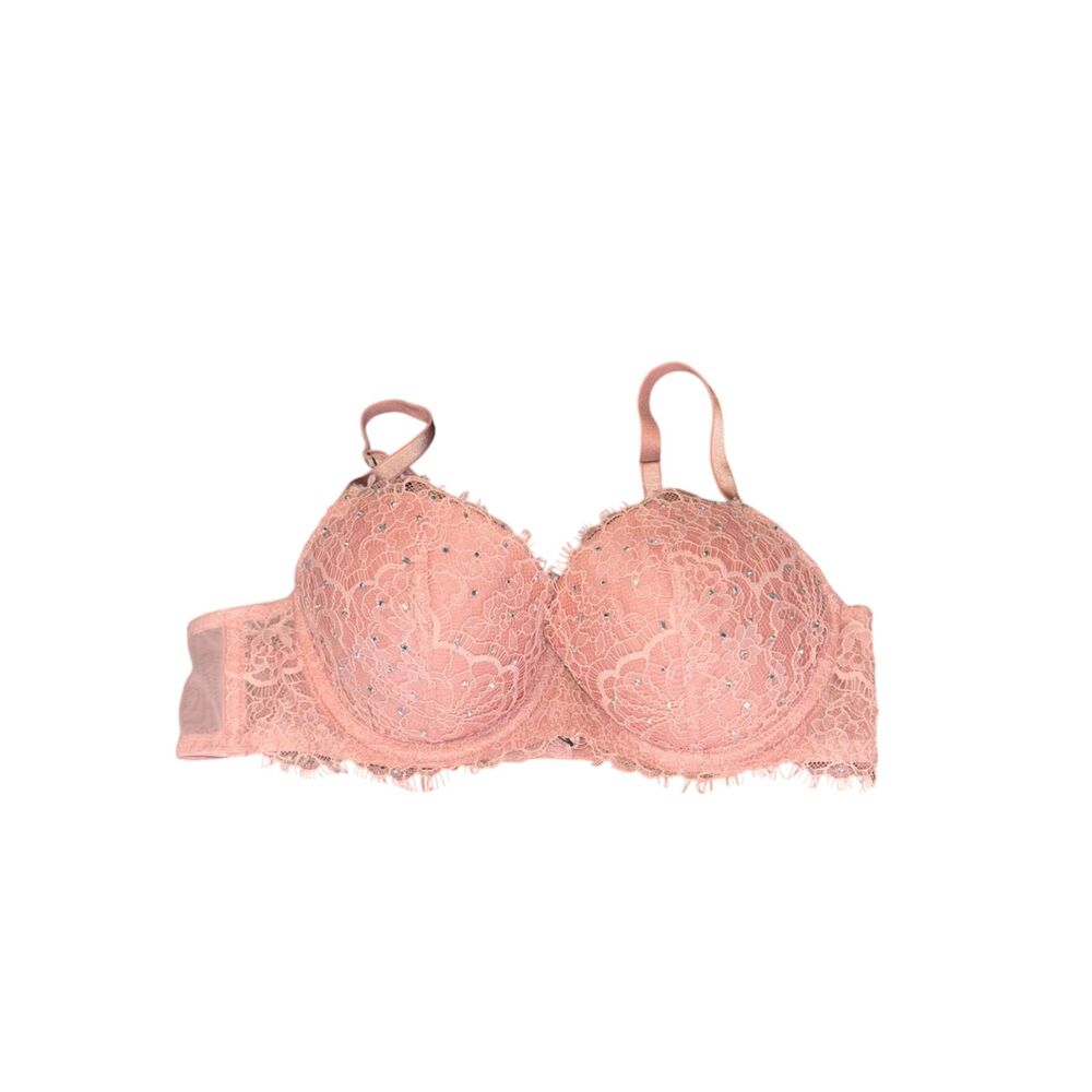 Victoria's secret lace pink dream angels lined demi bra sz 34b romantic‎ girly